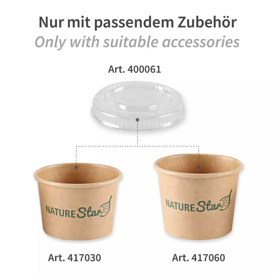 NATUREStar 417060, FSC®-mix Kraft Paper/PE Dip Trays, Small, ø 61.5 mm x 48 mm, Organic, image 6, gallery thumbnail