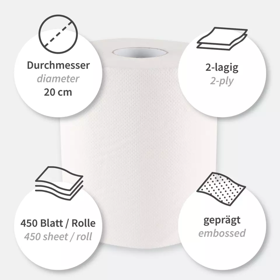 HygoClean 30412, 2-Ply Cellulose Paper Towel Rolls, Centerfeed, White, image 4, gallery thumbnail