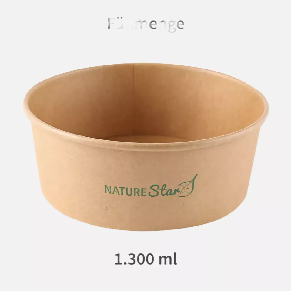 NATUREStar 417130, Caesar Organic Kraft Paper/PE Salad Bowls, 1300 ml, Ø 185 mm, FSC®-mix, image 2, gallery thumbnail