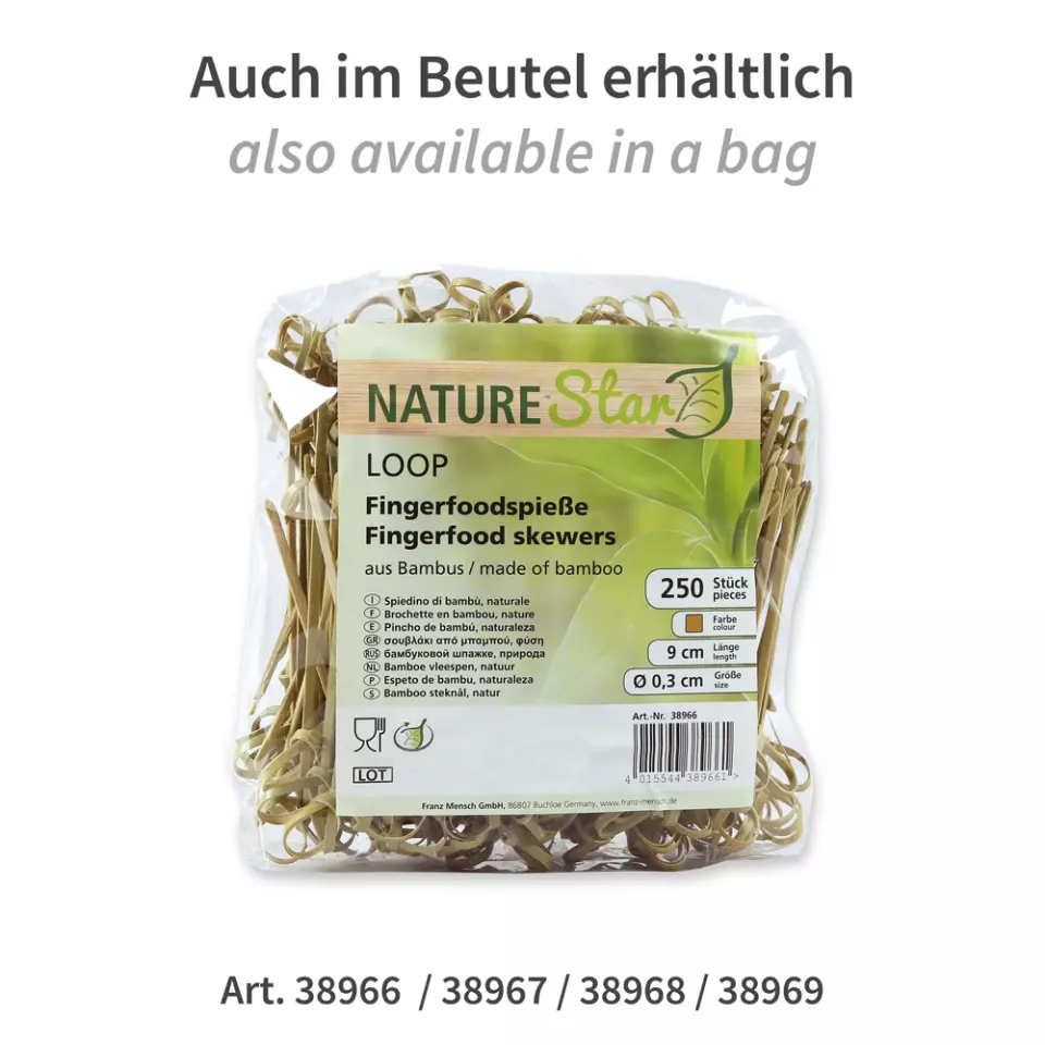 NATUREStar 389671, Loop Organic Bamboo Fingerfood Skewers, 120 mm, Natural, image 6, gallery thumbnail