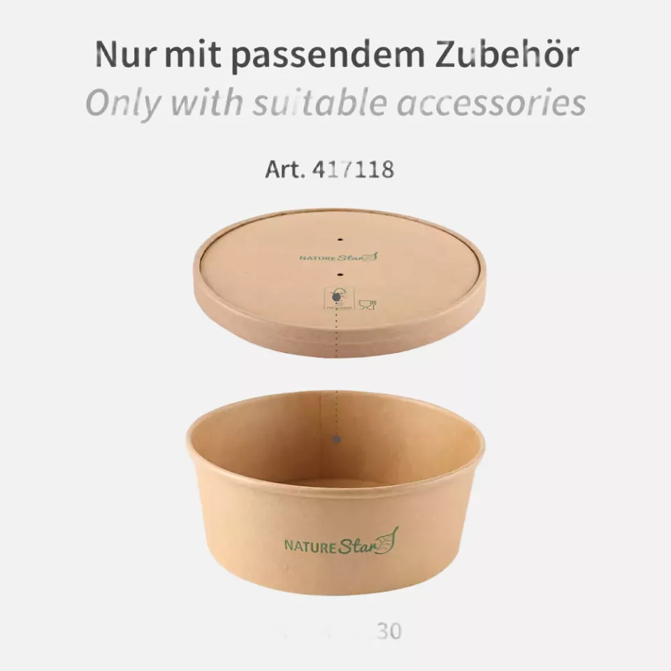 NATUREStar 417118, Caesar Organic Salad Bowl Lids, Kraft Paper/PE, FSC®-mix, ø 185 mm, image 4, gallery thumbnail