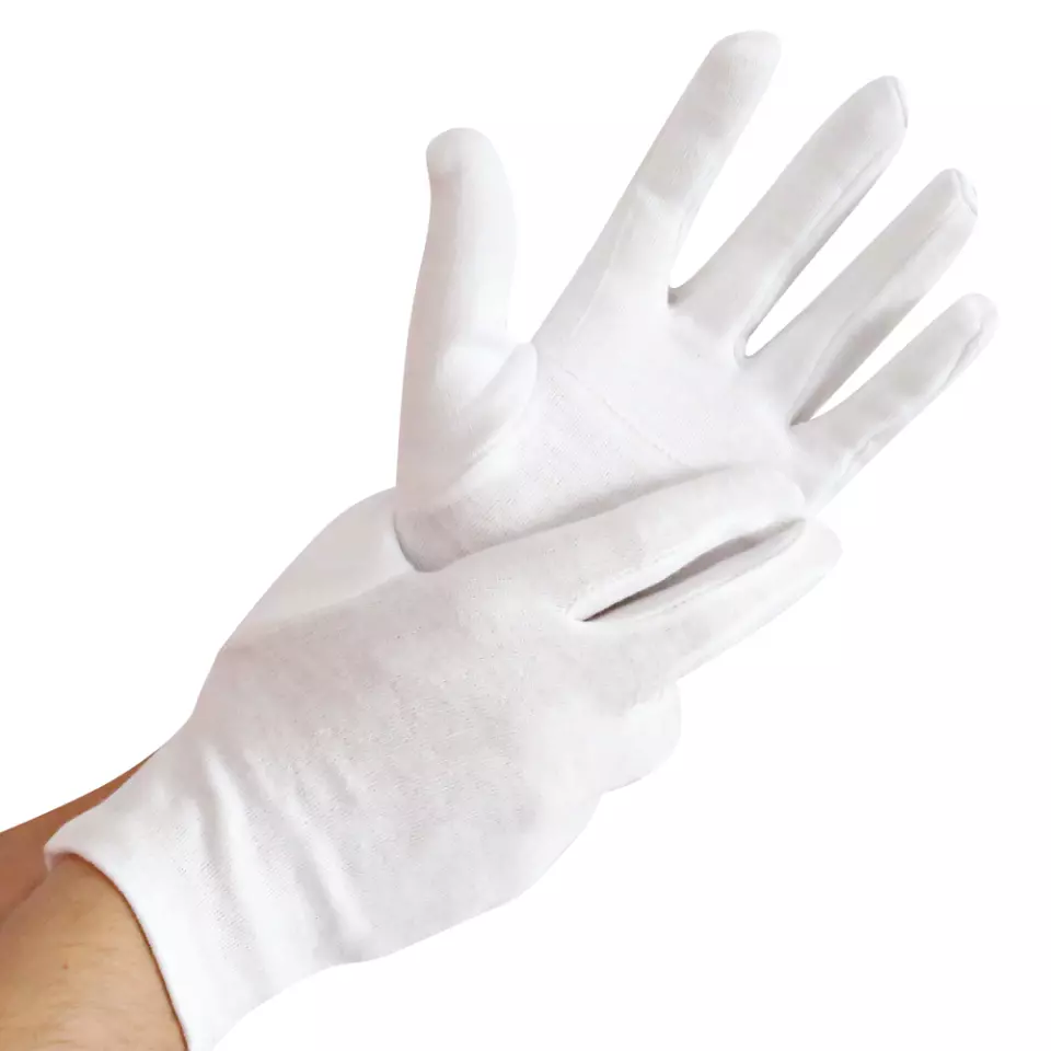 HygoStar 27111, Blanc Doubled Cotton Gloves, image 1, gallery thumbnail