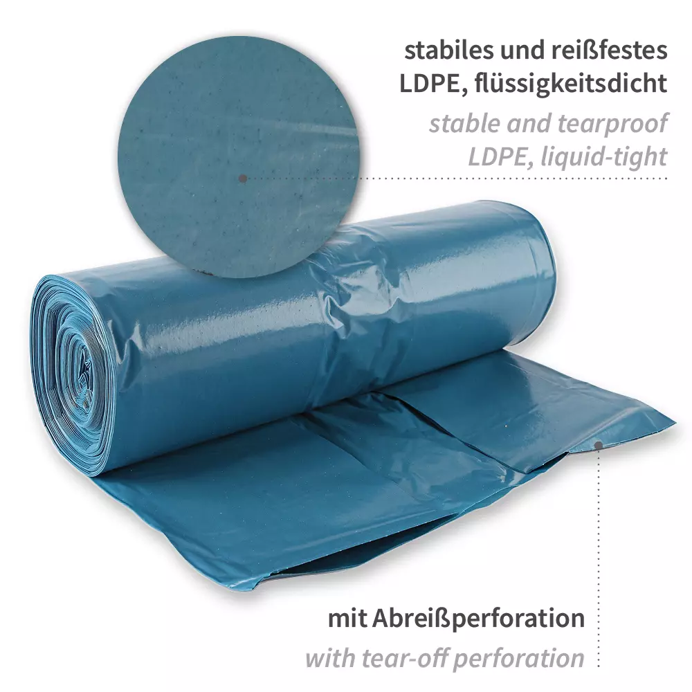 HygoClean 32446, LDPE Waste Bags, 160 l, Blue, Roll, image 2