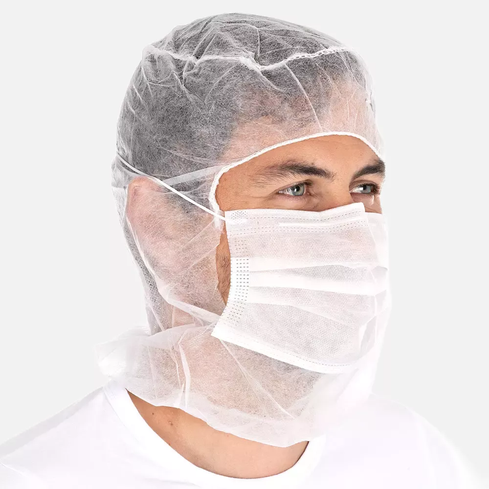 HygoNorm 132019, Astro Eco Caps with 2-Ply Face Mask, PP, White, image 3