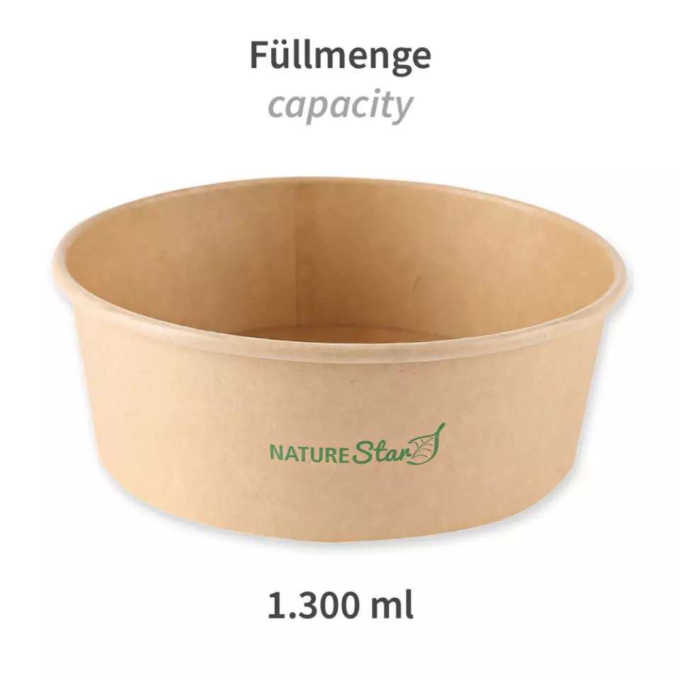 NATUREStar 416130, Caesar Organic Kraft Paper/PLA Salad Bowls, 1300 ml, Ø 185 mm, image 3, gallery thumbnail