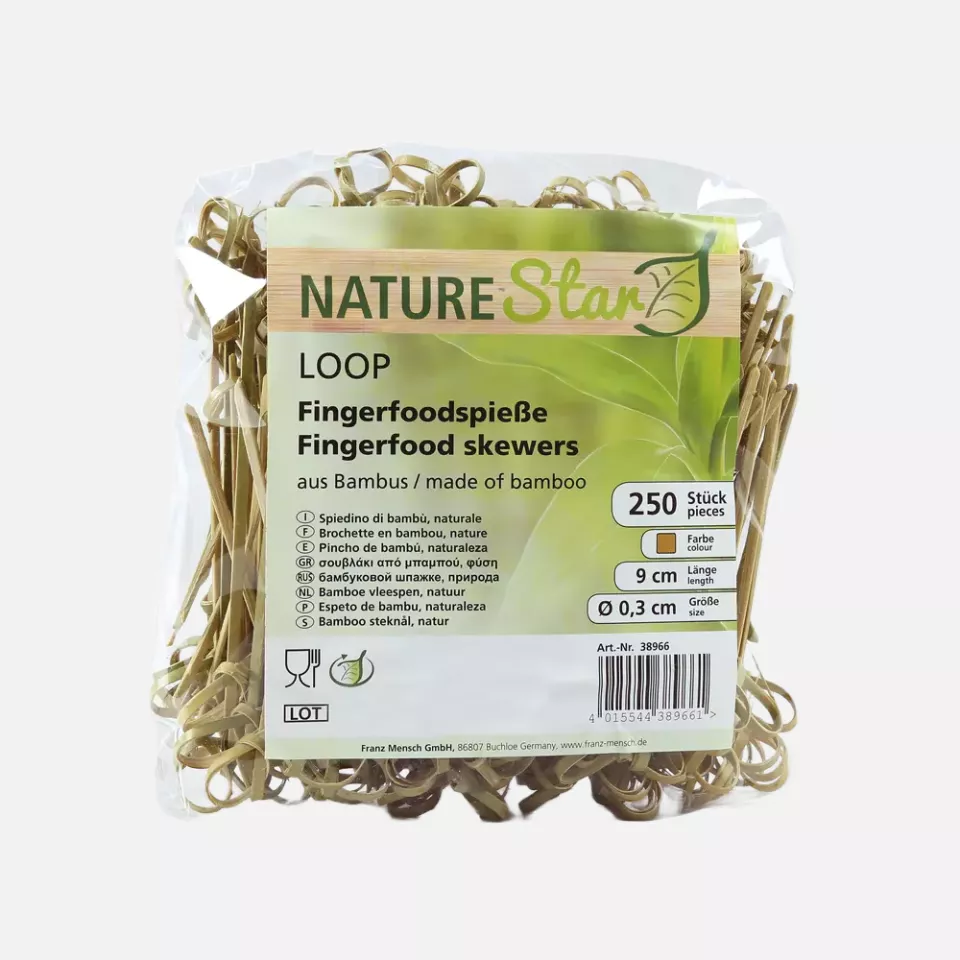 NATUREStar 38968, Organic Loop Bamboo Fingerfood Skewers, 150 mm, Natural, image 2, gallery thumbnail