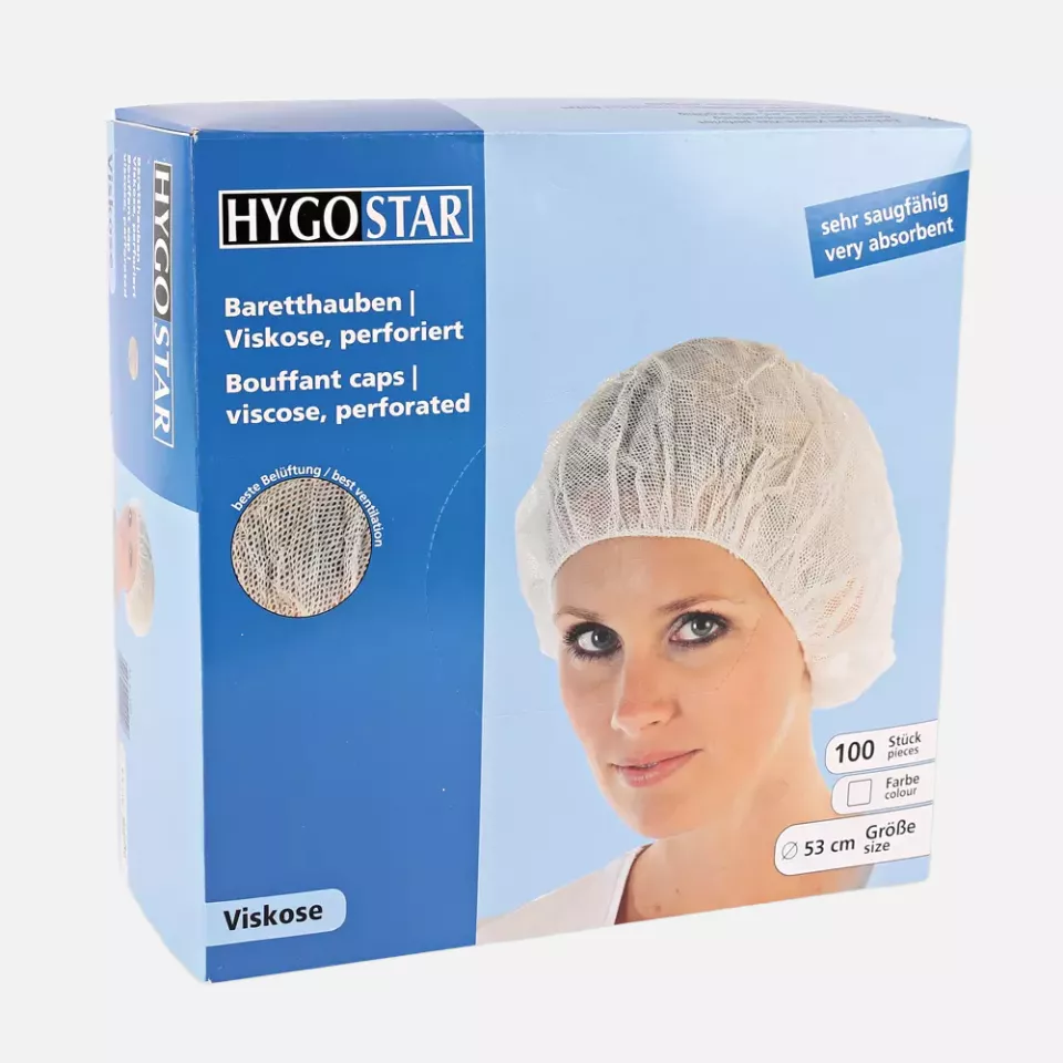 HygoStar 1220, Viscose Bouffant Caps, Perforated, ø 53 cm, White, image 7, gallery thumbnail