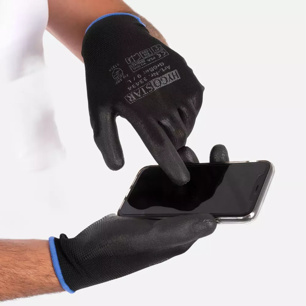 HygoStar 33433, Ace Touch PU Coated Fine Knit Gloves, Black, image 3