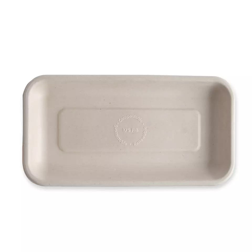 NATUREStar 411645, Rectangular Organic Bagasse Foodtrays, 212 x 110 x 15 mm, Natural