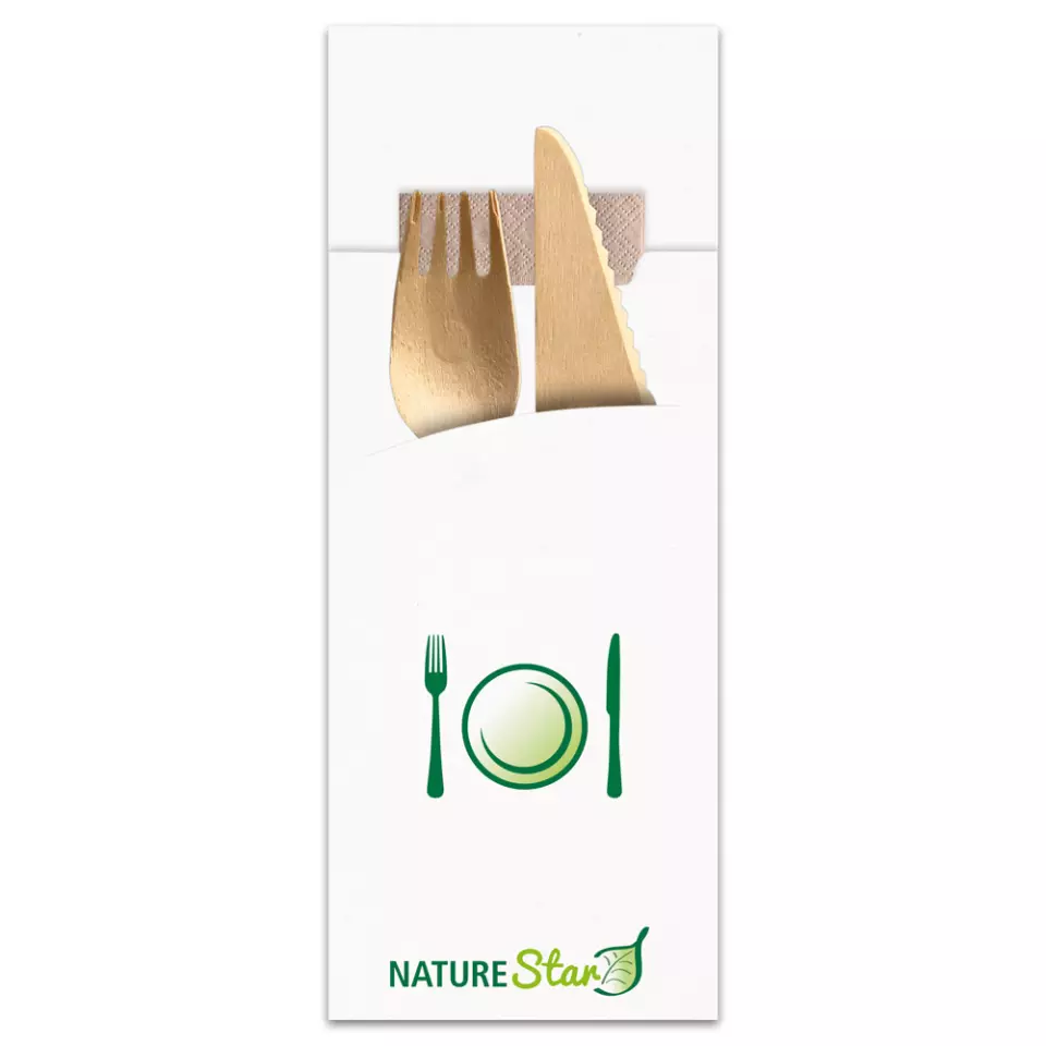 NATUREStar 30620, Nature Organic Paper Cutlery Pouches, FSC®-mix, White, image 2, gallery thumbnail