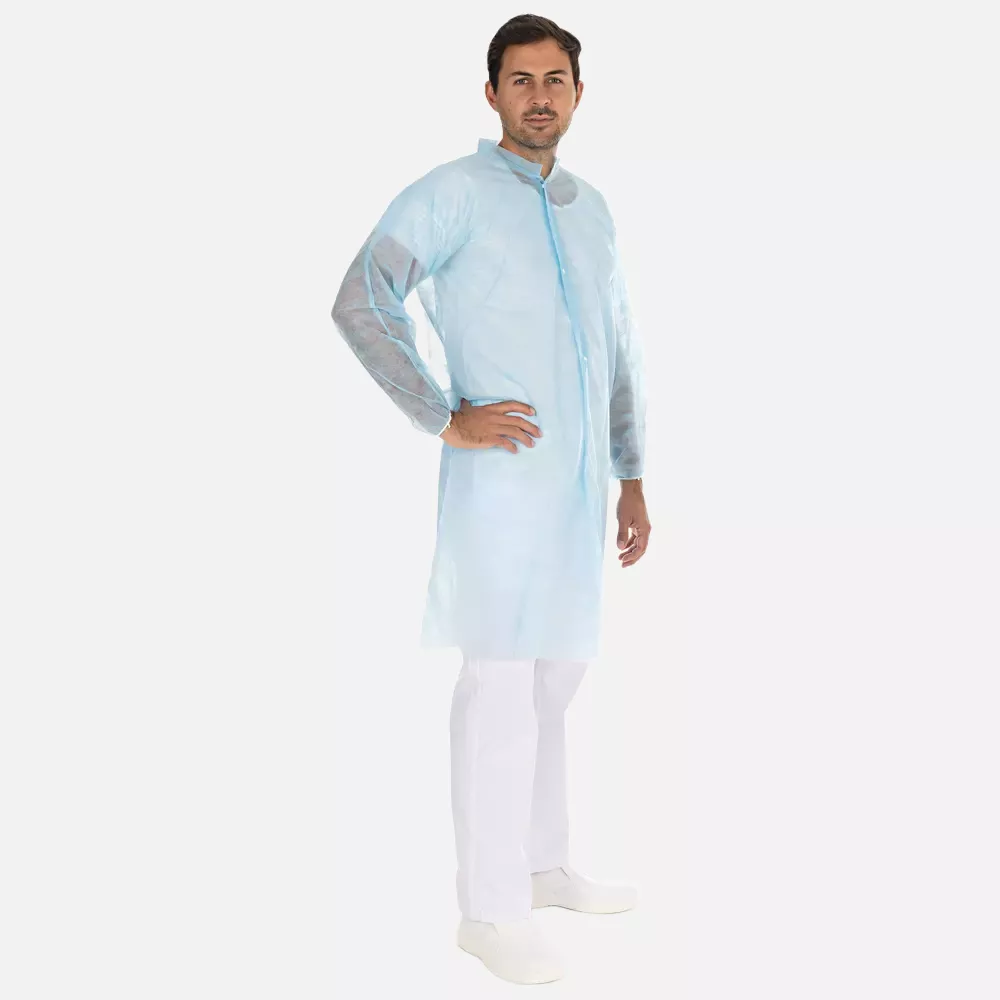 HygoNorm 27406P, Leichte PP-Besucherkittel mit Druckknöpfen, XL, Blau, image 2