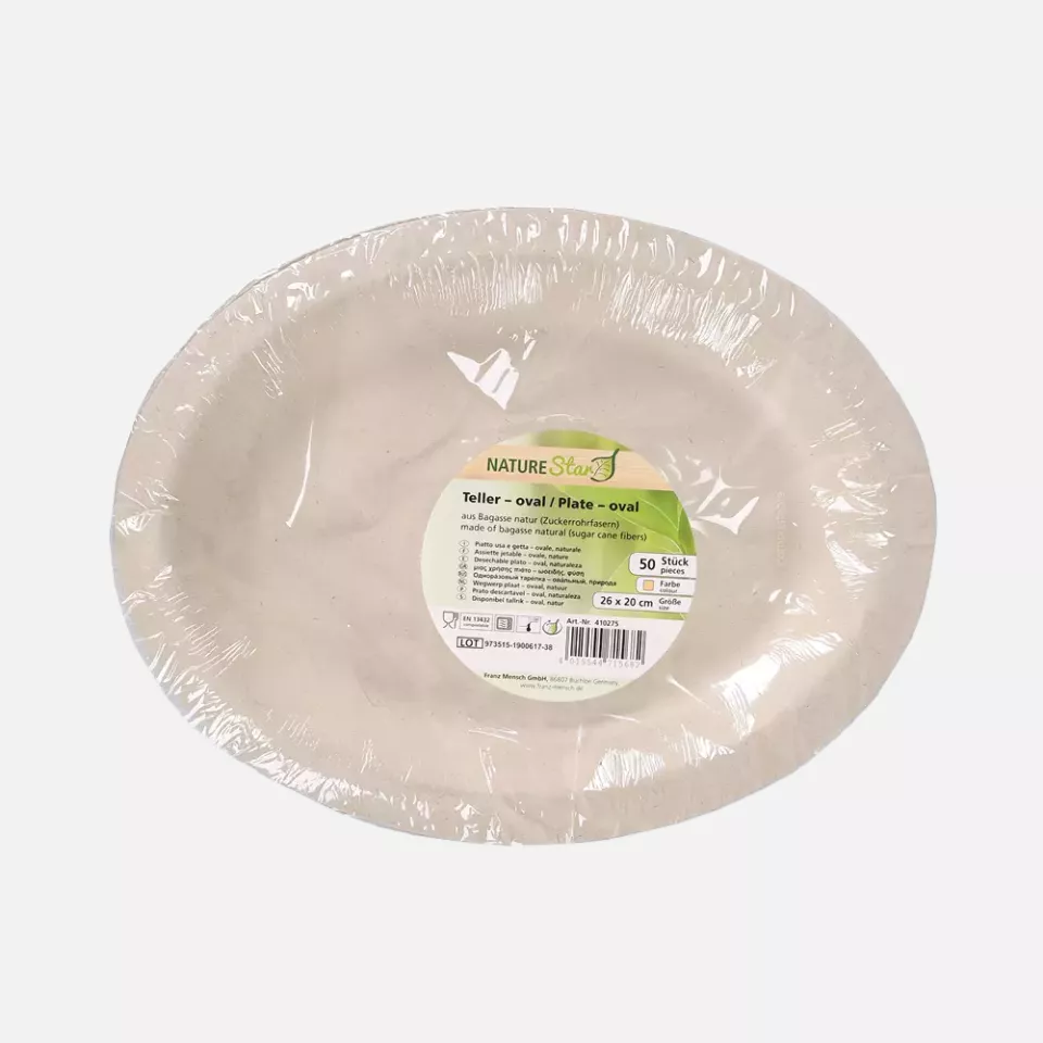 NATUREStar 410275, Oval Bagasse Plates, 260 x 200 mm, image 4, gallery thumbnail