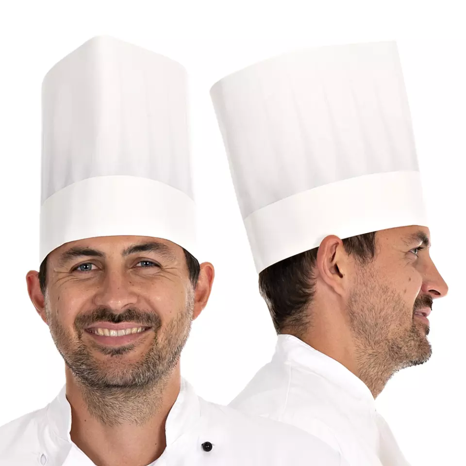 HygoStar 0964, Europa Original Chef's Hat, 22 cm, White, Absorbent Paper, Exposed, image 2, gallery thumbnail