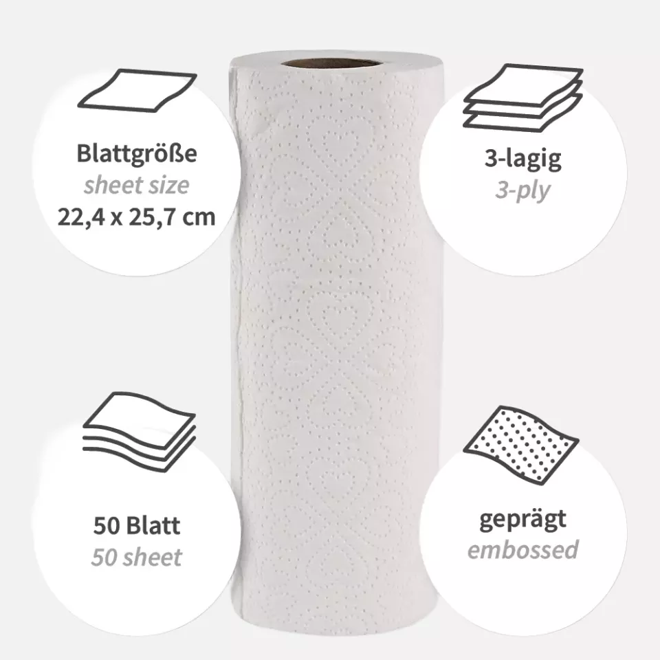 HygoClean 30452, 3-Ply Cellulose Kitchen Rolls, image 2, gallery thumbnail