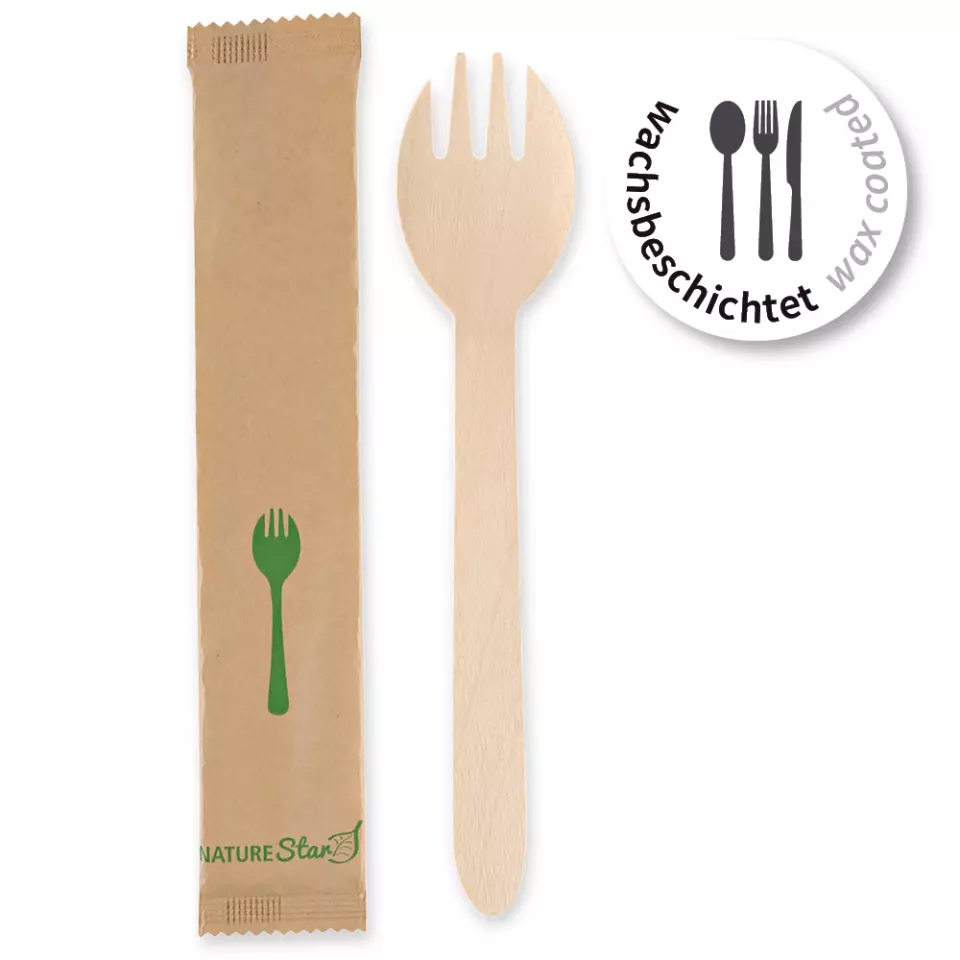 NATUREStar 388596, Organic Wood Sporks, 158 mm, FSC® 100%, Wax Coated, image 1, gallery thumbnail
