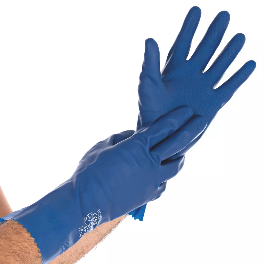 Franz Mensch 259561, Smooth Blue Latex Chemical Protection Gloves