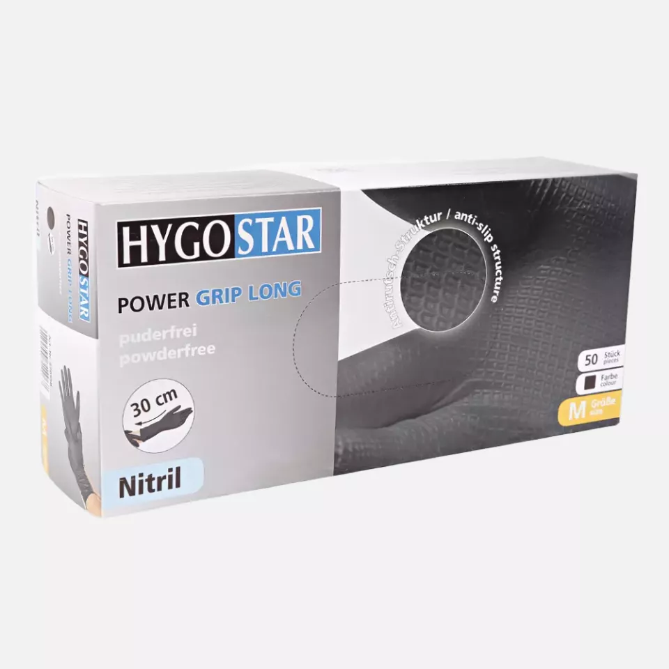 HygoStar 270908, Power Grip Long Nitrile Gloves, Powder-Free, image 3, gallery thumbnail
