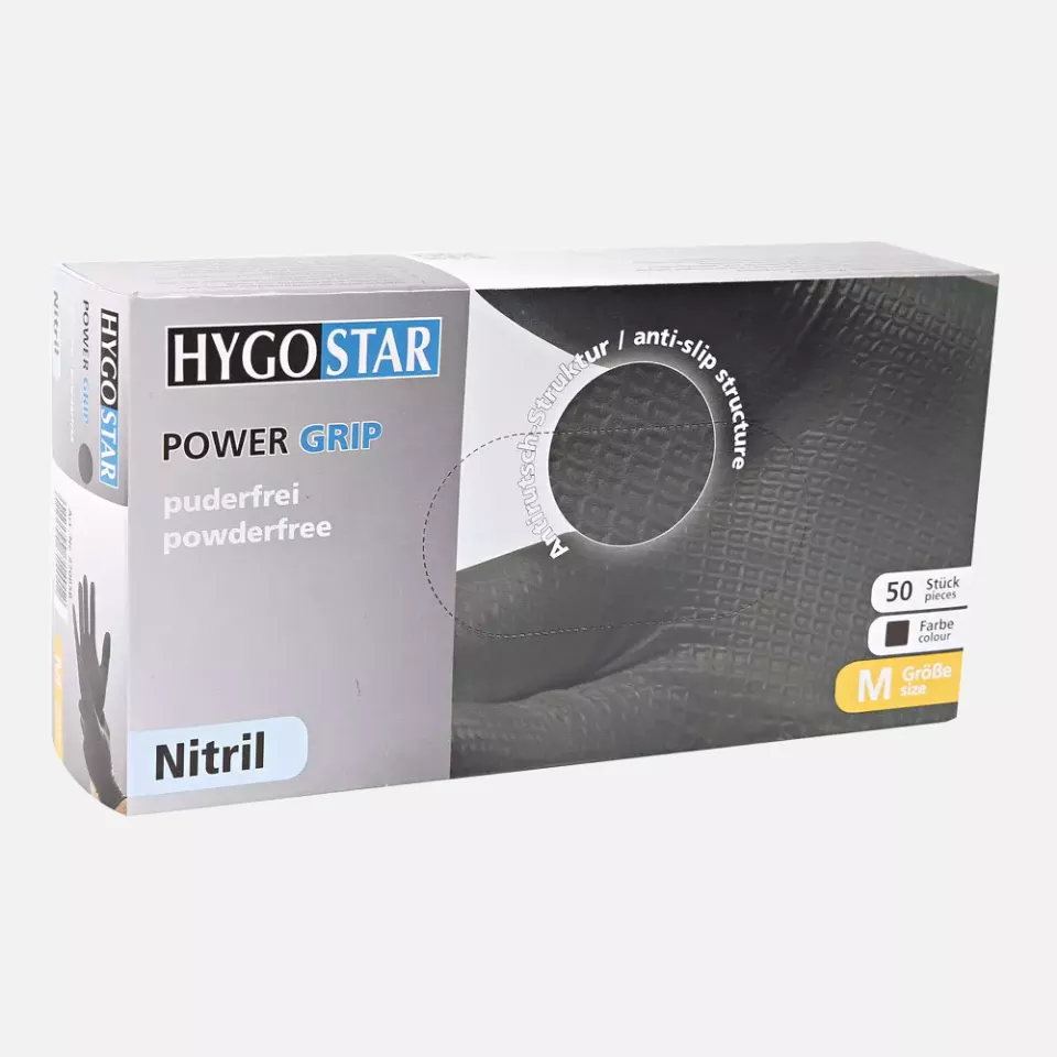 HygoStar 270828, Power Grip Powder-Free Nitrile Gloves, 11/XXL, Black, image 2, gallery thumbnail