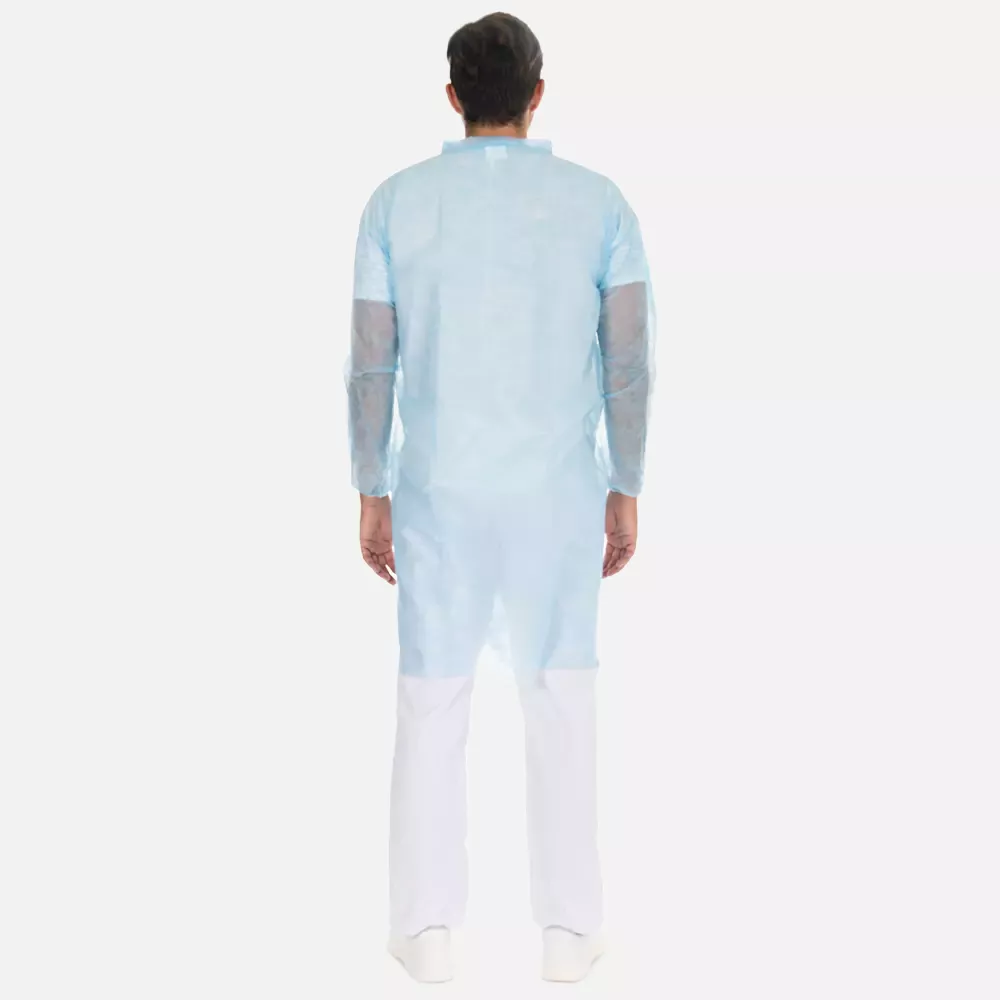 HygoNorm 27406P, Leichte PP-Besucherkittel mit Druckknöpfen, XL, Blau, image 3