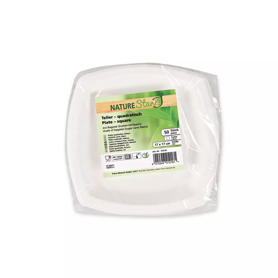 NATUREStar 41018, Square Bagasse Plates, 170 x mm, image 4, gallery thumbnail