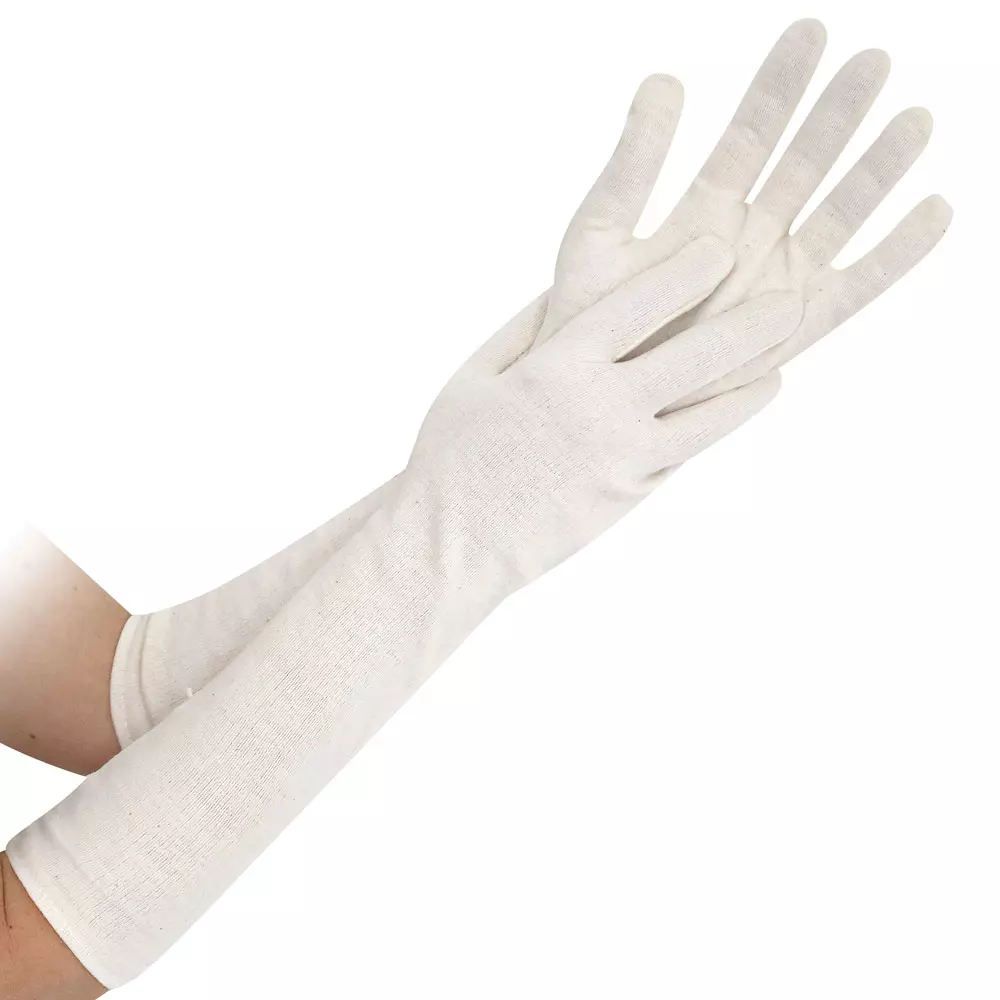 HygoStar 27208, Nature Extra Long Cotton Gloves, Size 9/L, Natural, image 1