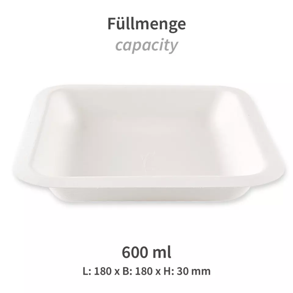 NATUREStar 411901, Eleganza Organic Bagasse Trays, 180 x 30 mm, 600 ml, image 2, gallery thumbnail