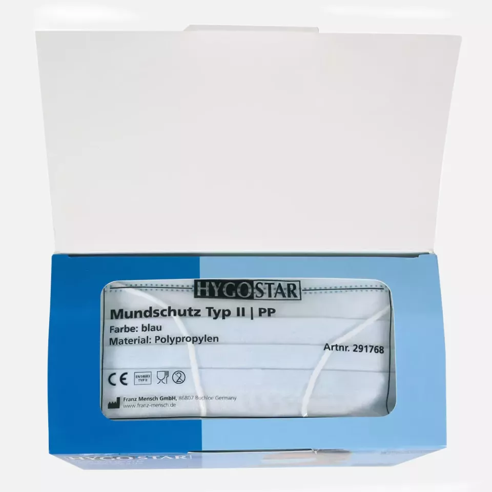 HygoStar 291768, Type II 3-Ply PP Face Masks, Blue, Individually Packed, image 3, gallery thumbnail