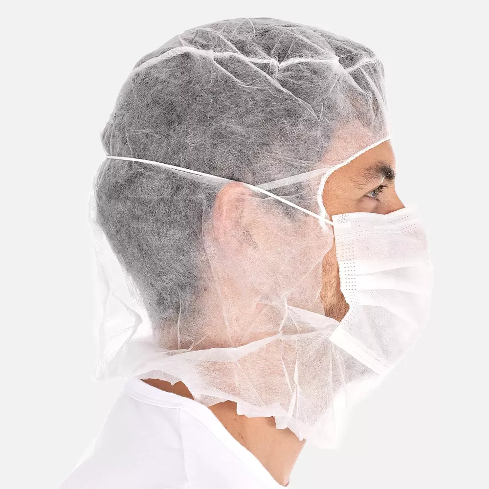 HygoNorm 132019, Astro Eco Caps with 2-Ply Face Mask, PP, White, image 4