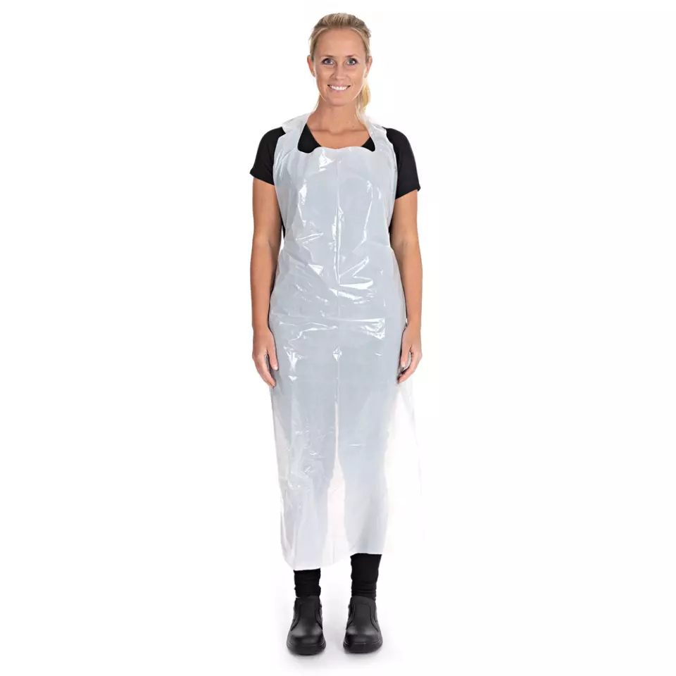 HygoStar 23212, Disposable Aprons, LDPE, 140 x 75 cm, White, in dust protection bag, 35 my