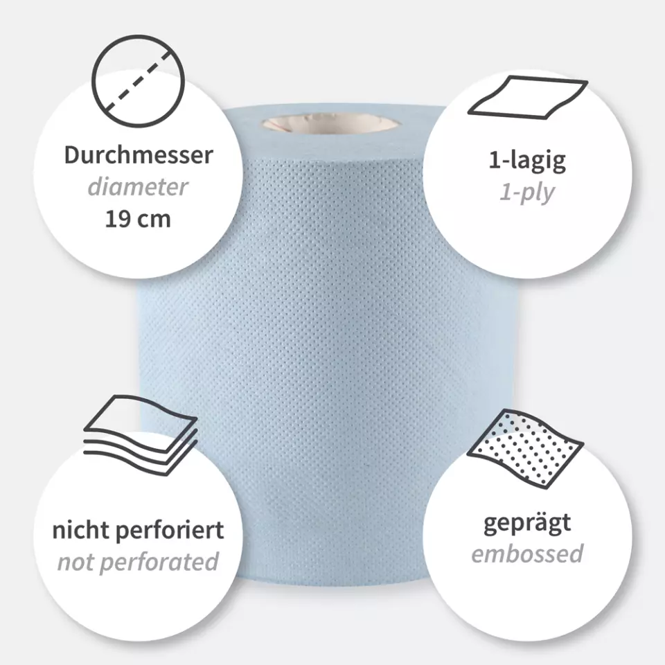 HygoClean 30416, Recycled Paper Paper Towel Rolls, 1-Ply, Centerfeed, Blue, image 3, gallery thumbnail