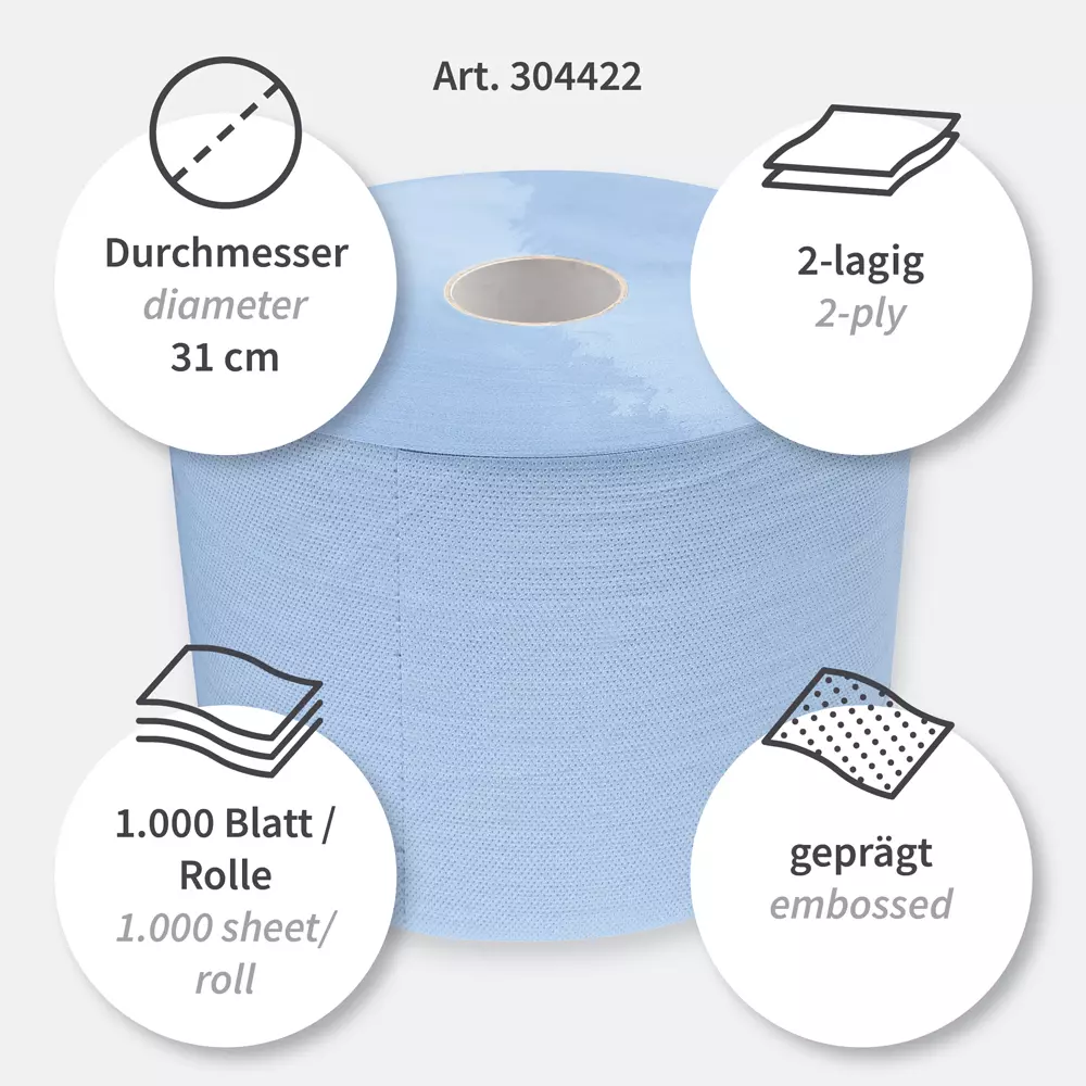 HygoClean 304422, Allfood 2-Ply Cellulose Mix Cleaning Papers, Blue, image 3