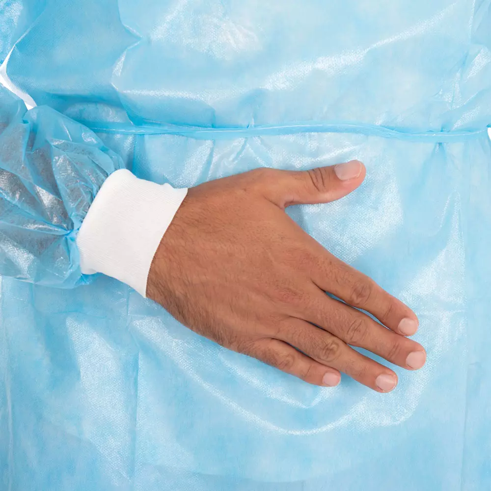 HygoNorm 277719, Eco PP/PE Kittel, Teillaminiert, Klettverschluss, Größe L, Blau, image 4