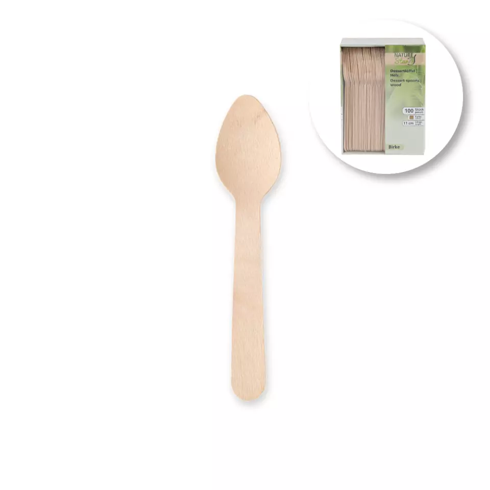 NATUREStar 38858, Wood Coffee Spoons, 110 mm, Organic, image 1, gallery thumbnail