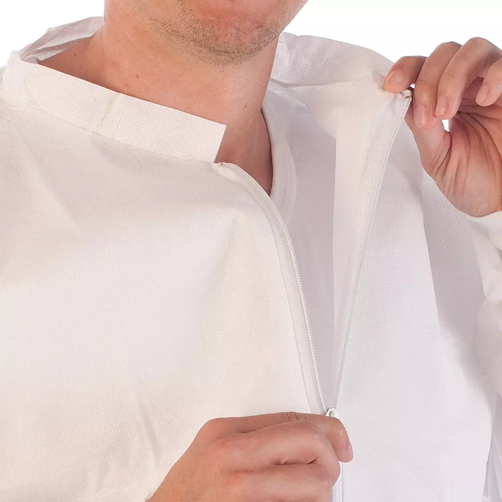Hygostar 27401, SMS Zipper Visitor Gowns, XL, White, image 2