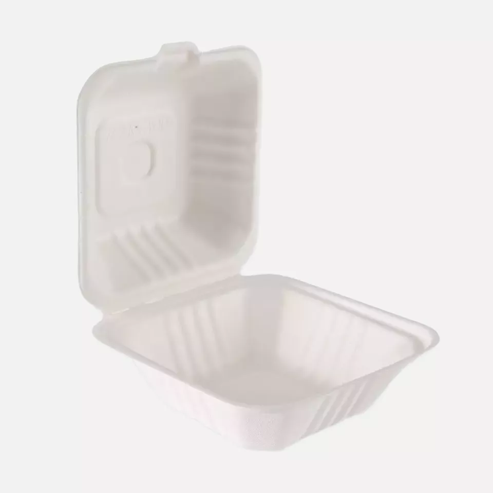 NATUREStar 41215, Organic Hinged Lid Bagasse Hamburger Boxes, 150 x 85 mm, image 2, gallery thumbnail