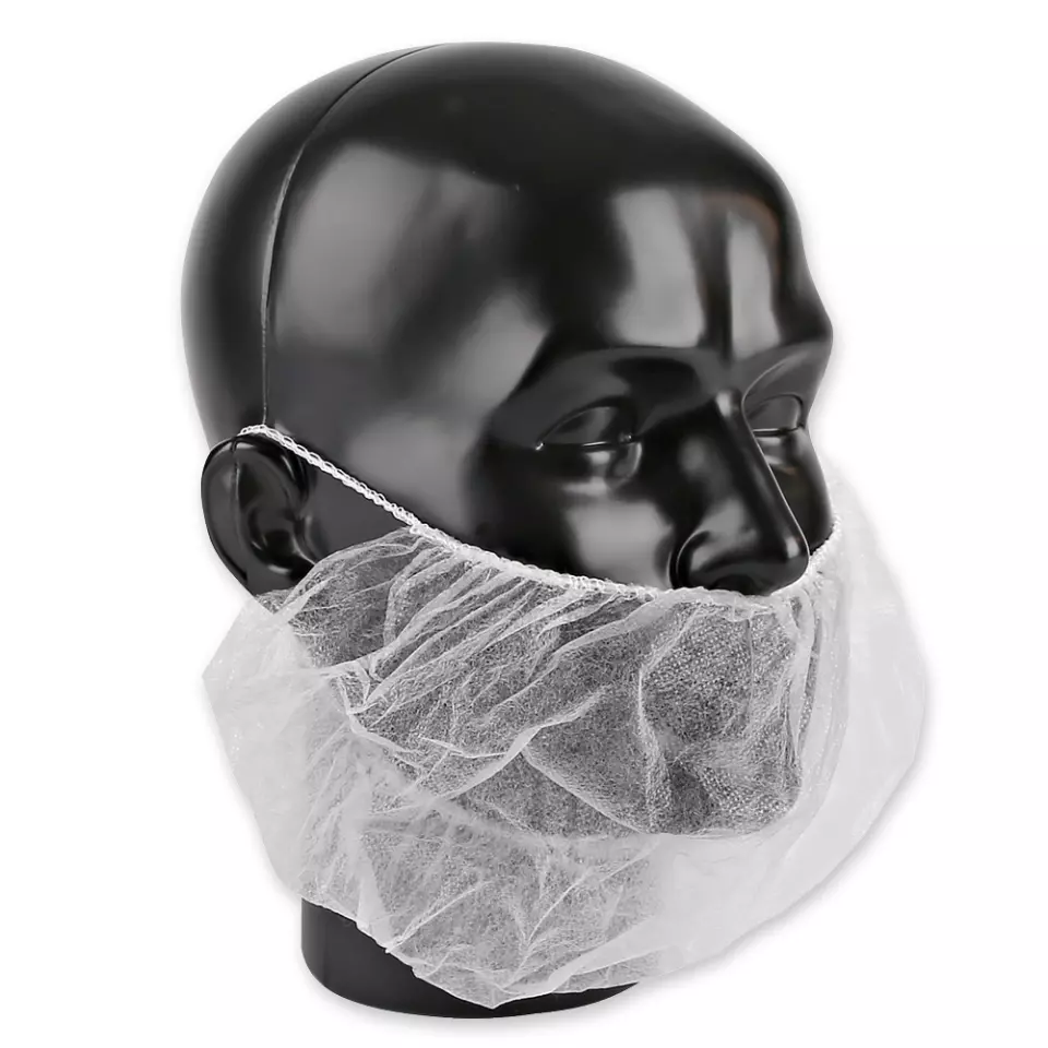 HygoStar 29220, PP Earloop Beard Covers, White, image 1, gallery thumbnail