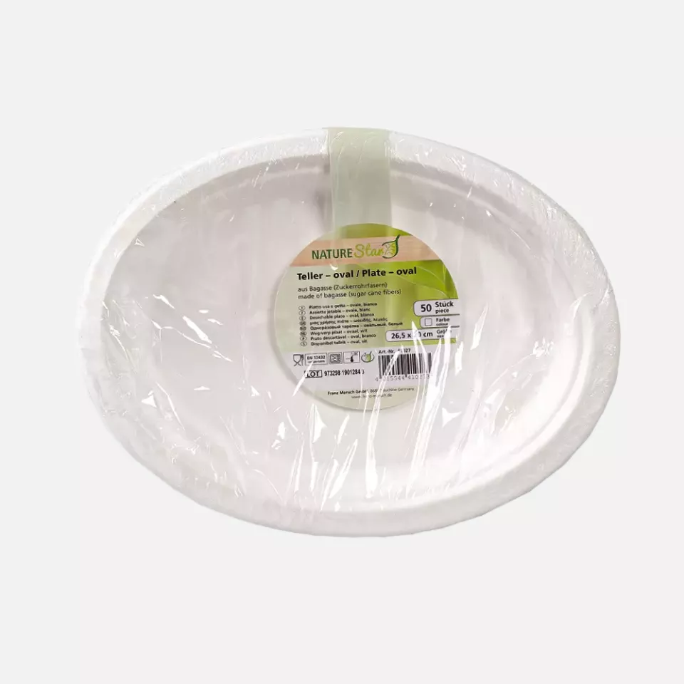 NATUREStar 41027, Oval Bagasse Plates, 265 x 200 mm, image 4, gallery thumbnail