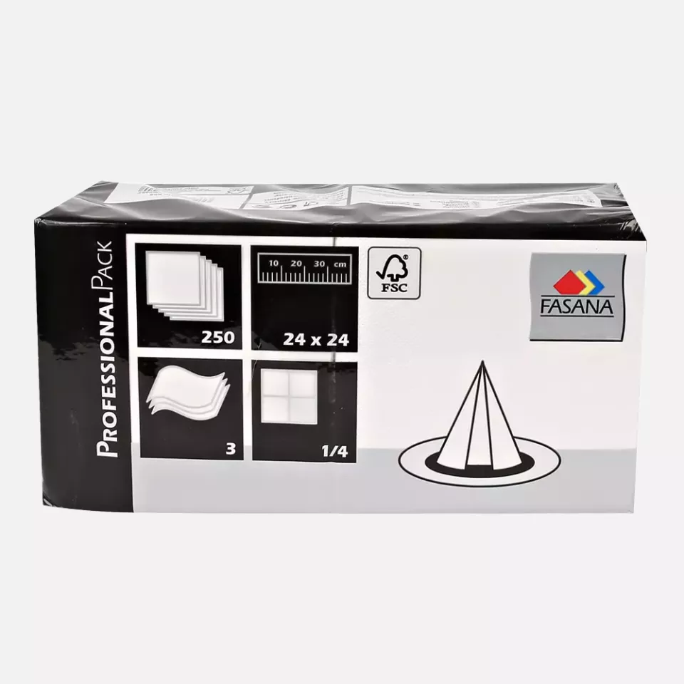 Franz Mensch 30590, Cocktail Napkins, 24 x cm, 3-ply, 1/4 Fold, Cellulose, White, FSC®-mix, image 2, gallery thumbnail