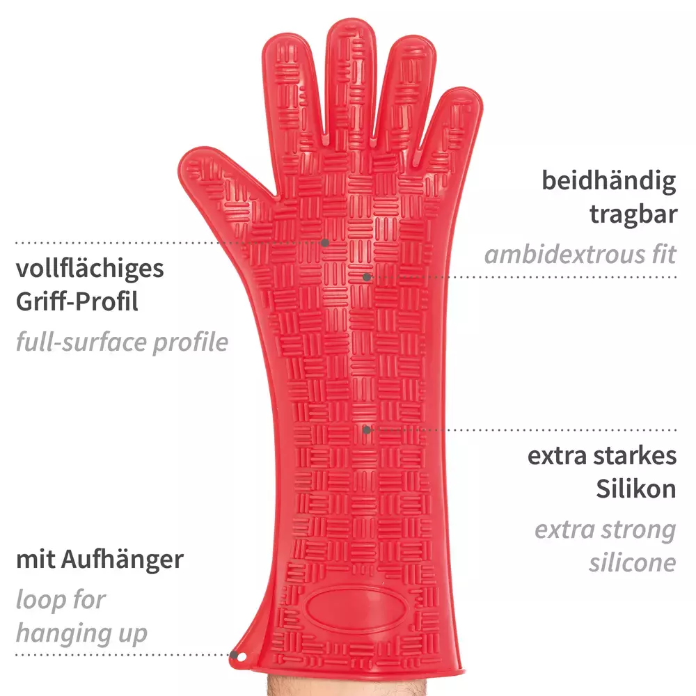 HygoStar 33217, Heatblocker Silikon-Ofenhandschuhe, 43 cm, Rot, image 4