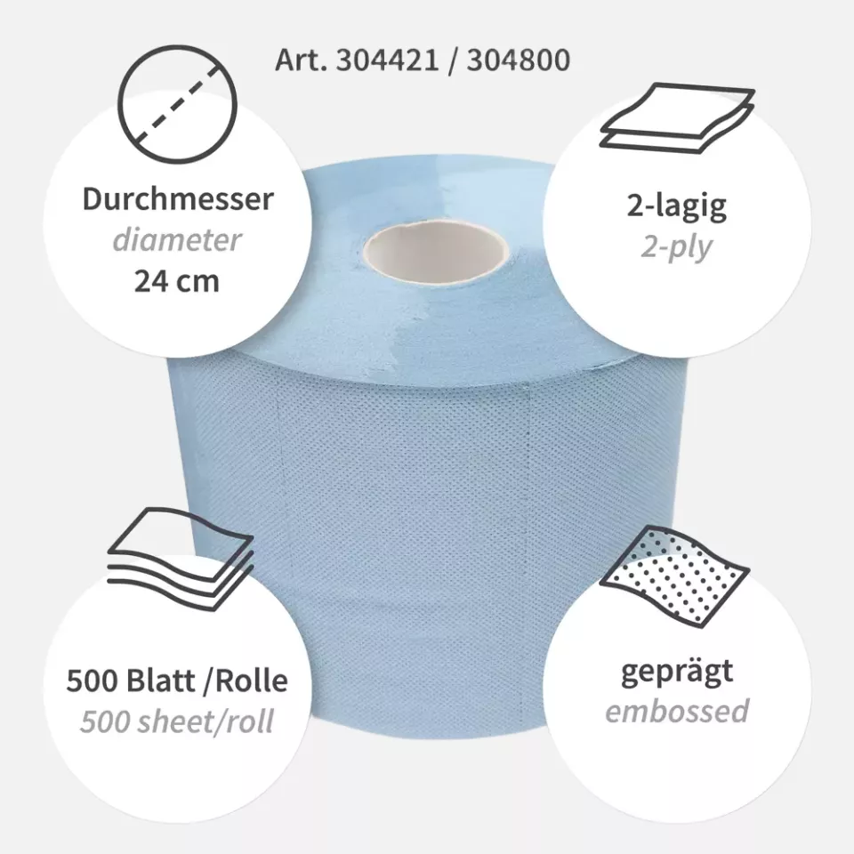 HygoClean 304800, Cleaning Papers, 2-Ply, Recycled Paper, Blue, image 3, gallery thumbnail