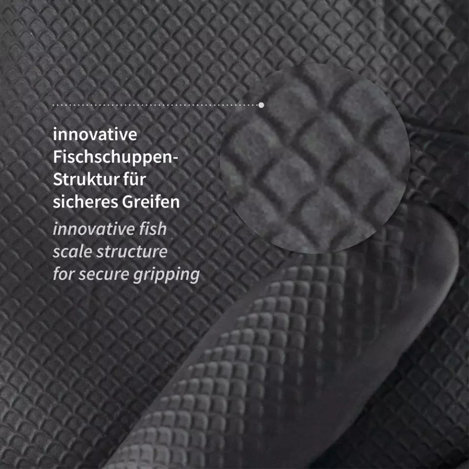 Franz Mensch 2709080, Power Grip Long "Extra" Nitrile Gloves, Powder-Free, image 3, gallery thumbnail