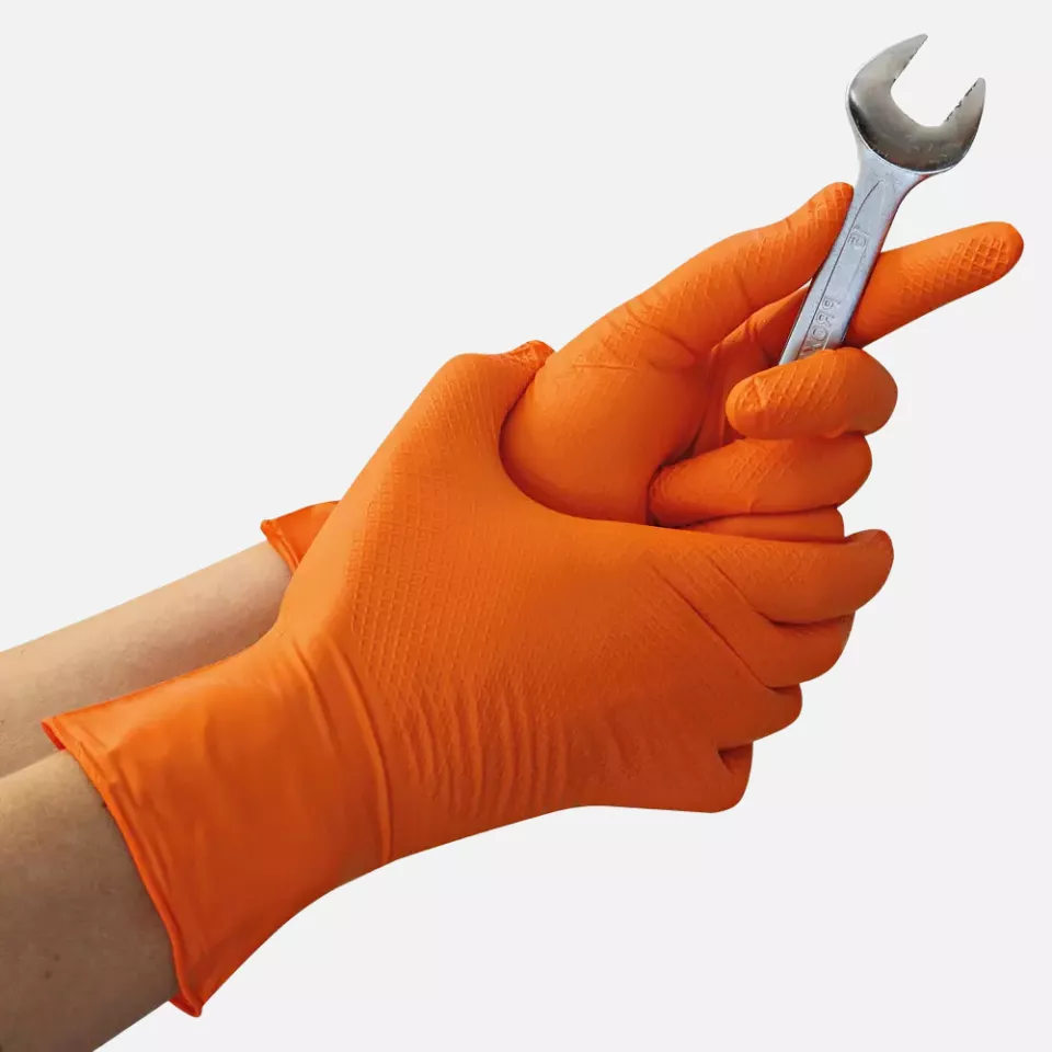 HygoStar 270825, Power Grip Puderfreie Nitrilhandschuhe, Größe 11/XXL, Orange, image 3, gallery thumbnail