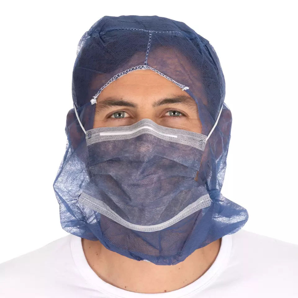 HygoNorm 132006, PP Astro Eco Caps with 2-ply Face Mask, Dark Blue, image 2, gallery thumbnail