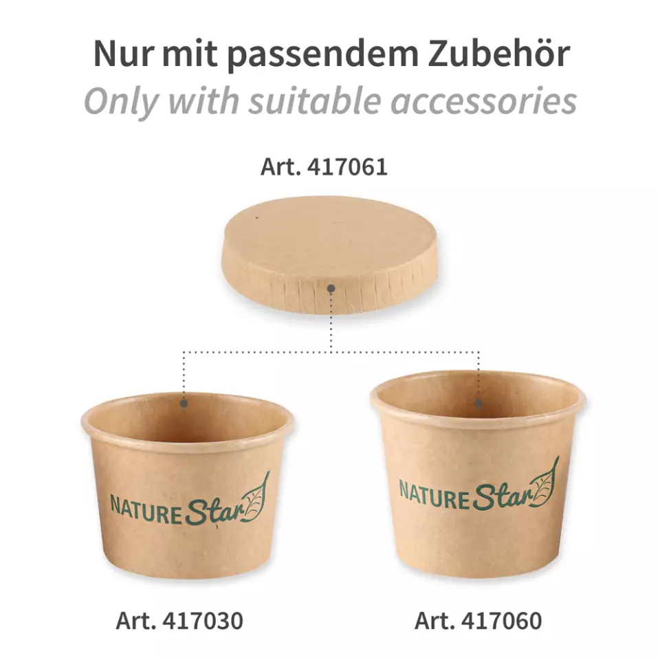 NATUREStar 417060, FSC®-mix Kraft Paper/PE Dip Trays, Small, ø 61.5 mm x 48 mm, Organic, image 5, gallery thumbnail