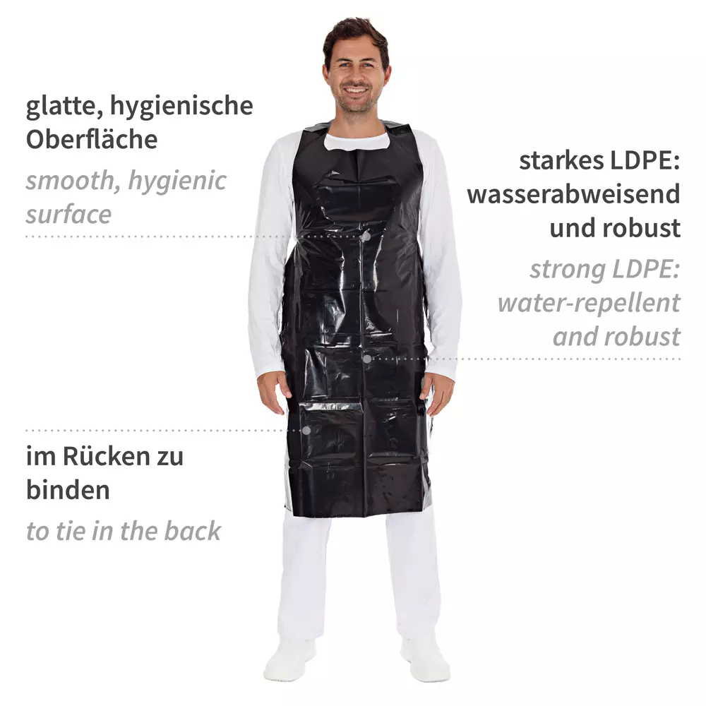 HygoStar 23538, Disposable Aprons, LDPE, 150 x 100 cm, Black, Approx. 60 my, image 3