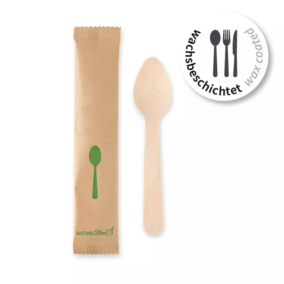 NATUREStar 388586, Organic Coffee Spoons, 110 mm, FSC® 100%, Wax Coated, image 1, gallery thumbnail