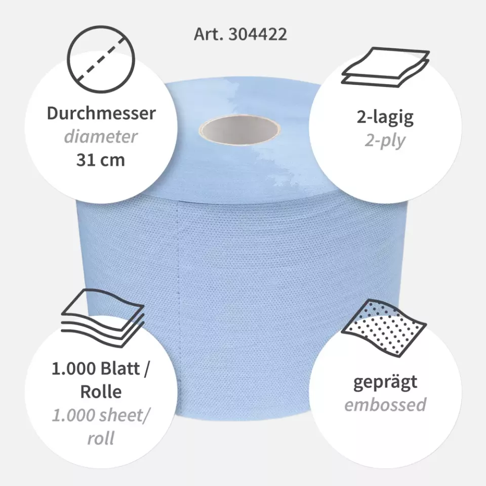 HygoClean 304422, Allfood 2-lagiges Zellstoff-Mix Putzpapier, Blau, image 3, gallery thumbnail