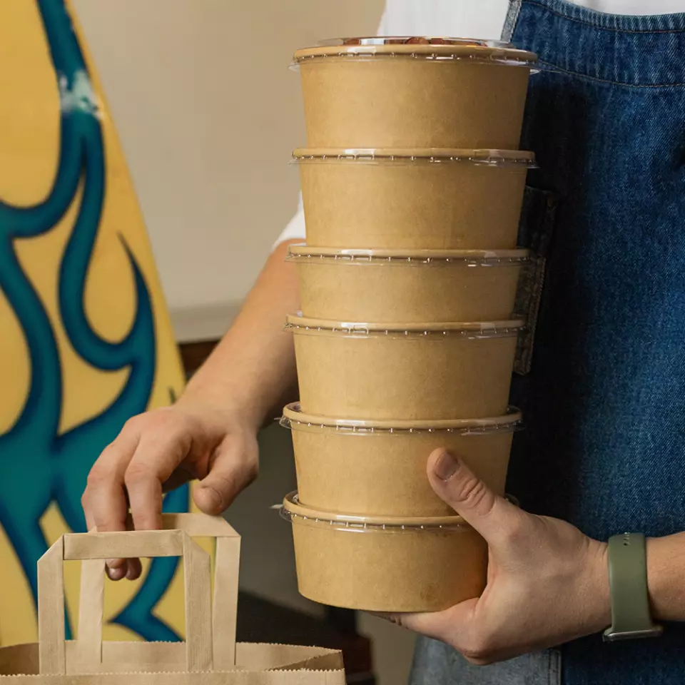 NATUREStar 416130, Caesar Organic Kraft Paper/PLA Salad Bowls, 1300 ml, Ø 185 mm, image 11, gallery thumbnail