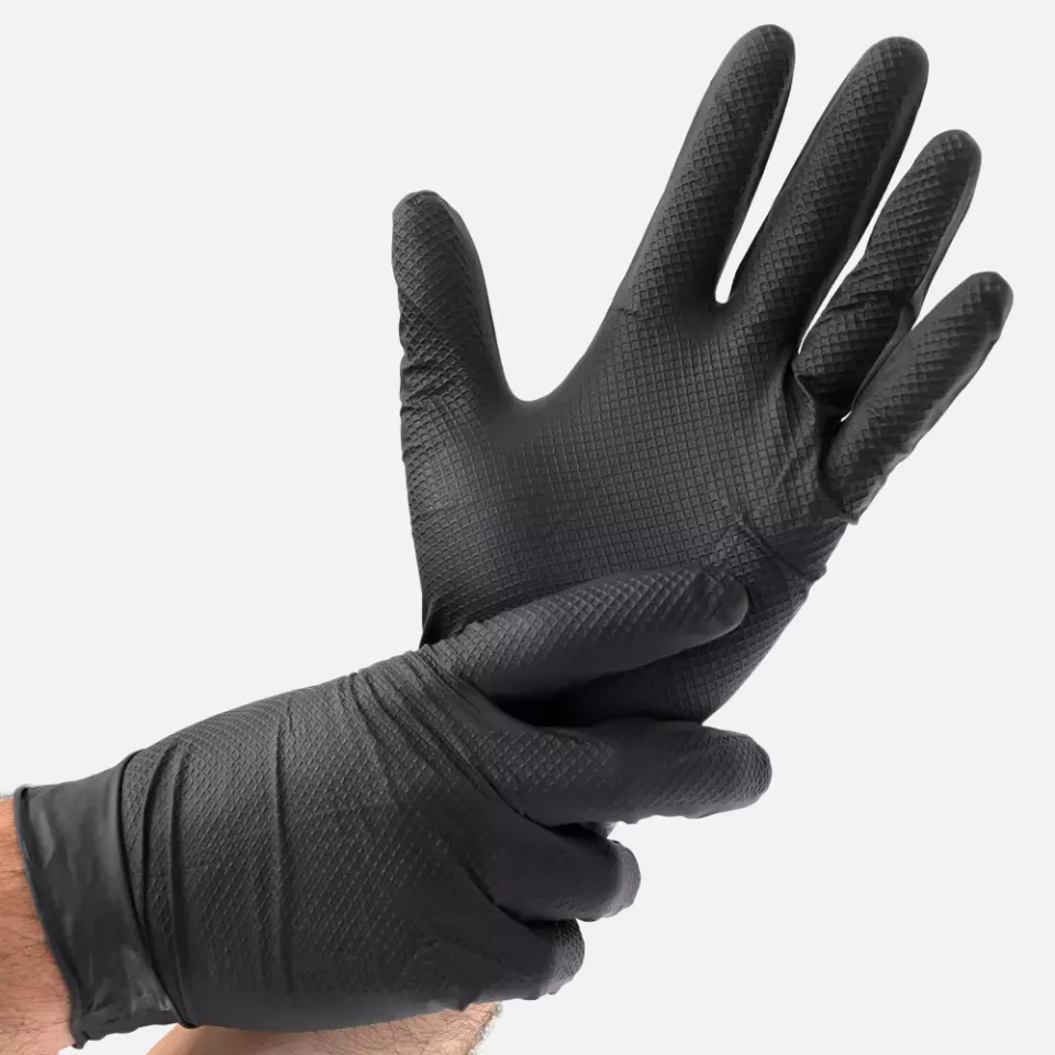 HygoStar 270828, Power Grip Powder-Free Nitrile Gloves, 11/XXL, Black, image 1, gallery thumbnail