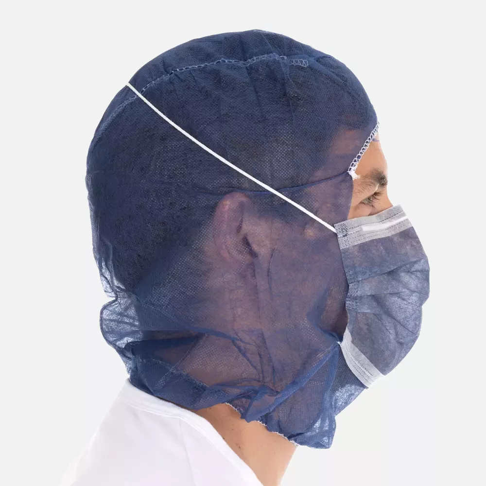HygoNorm 132016, Astro Eco PP Caps with 2-ply Face Mask, Dark Blue, image 4